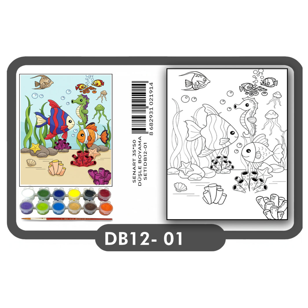 SENART DÜŞLE BOYAMA SETİ 01 BALIKLAR 35*50