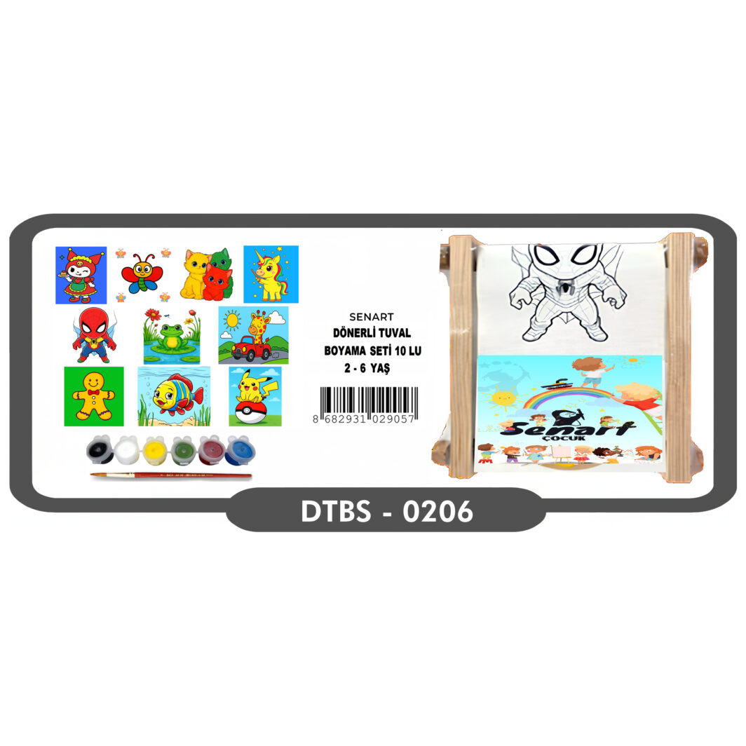 SENART DÖNMELİ TUVAL BOYAMA SETİ 10LU 2-6 YAŞ DTBS-0206