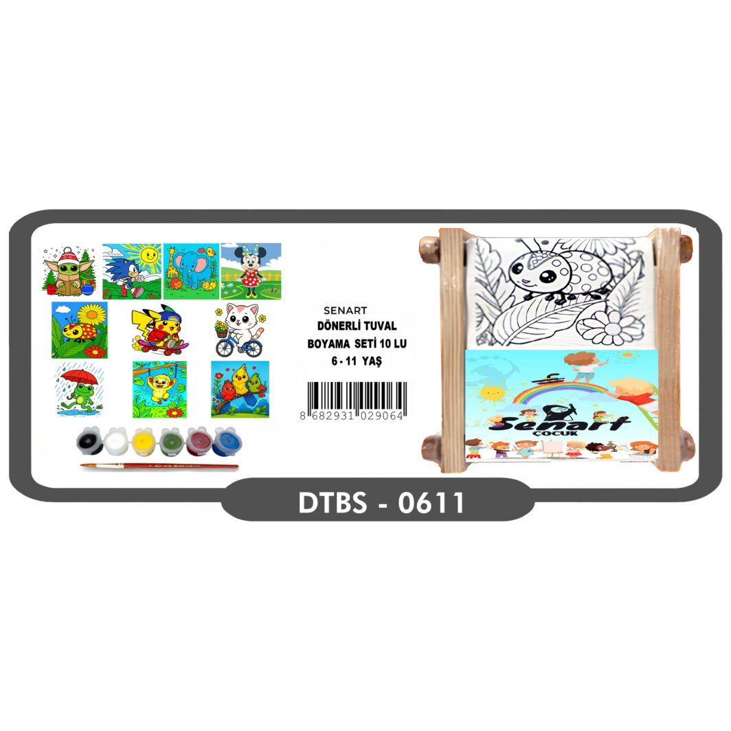 SENART DÖNMELİ TUVAL BOYAMA SETİ 10LU 2-6 YAŞ DTBS-0611