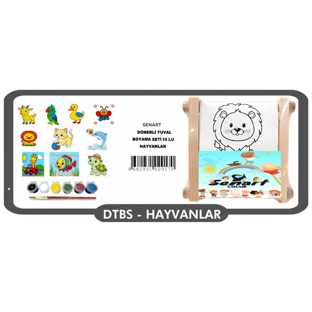 SENART DÖNMELİ TUVAL BOYAMA SETİ 10LU 2-6 YAŞ DTBS-HAYVANLAR