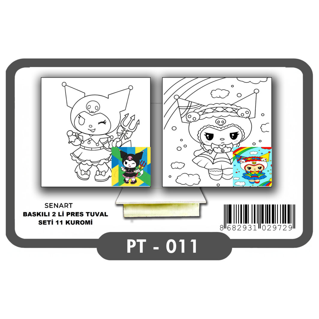 SENART BASKILI 2'Lİ PRES TUVAL SETİ 11 KUROMI